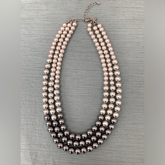 Charming Charlie Jewelry - 🩷 Charming Charlie Gray Faux Pearl statement necklace triple strand